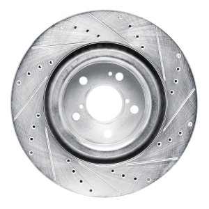 Acura MDX Brake Rotor (1) - Front Left - R1 Concepts - Drilled & Slotted - Silver - `22-`26